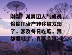 刚刚！某男团人气成员偷偷把资产转移被发现了，涉及每日吃瓜，我都看吐了，真不夸张。
